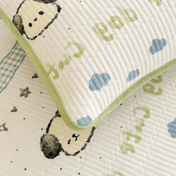 91家纺网 家纺一手货源 找家纺 LIFE.丽芙 2025新款A类四季可用A版全棉数码印花B版牛奶绒单件夹棉炕盖床盖三件套 床盖-调皮狗狗