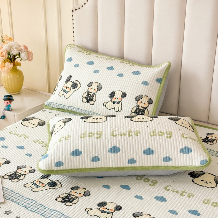 91家纺网 家纺一手货源 找家纺 LIFE.丽芙 2025新款A类四季可用A版全棉数码印花B版牛奶绒单件夹棉炕盖床盖三件套 床盖-调皮狗狗