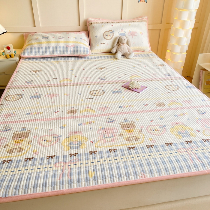 91家纺网 家纺一手货源 找家纺 LIFE.丽芙 2025新款A类四季可用A版全棉数码印花B版牛奶绒单件夹棉床褥垫三件套 床褥垫-乐园