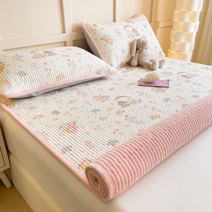 LIFE.丽芙 2025新款A类四季可用A版全棉数码印花B版牛奶绒单件夹棉床褥垫三件套 床褥垫-浪漫花丛