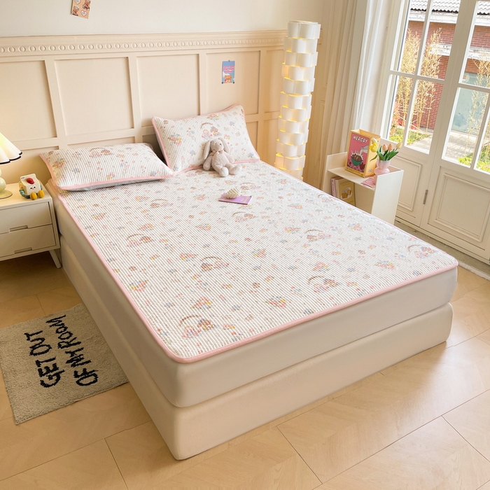 91家纺网 家纺一手货源 找家纺 LIFE.丽芙 2025新款A类四季可用A版全棉数码印花B版牛奶绒单件夹棉床褥垫三件套 床褥垫-浪漫花丛