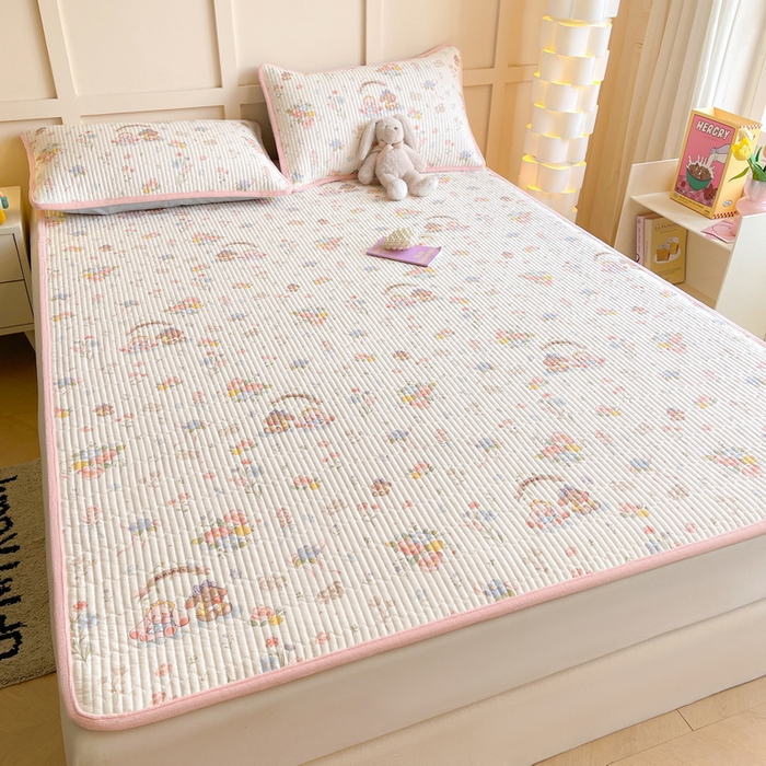 91家纺网 家纺一手货源 找家纺 LIFE.丽芙 2025新款A类四季可用A版全棉数码印花B版牛奶绒单件夹棉床褥垫三件套 床褥垫-浪漫花丛