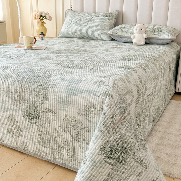 91家纺网 家纺一手货源 找家纺 LIFE.丽芙 2025新款A类四季可用A版全棉数码印花B版牛奶绒单件夹棉炕盖床盖三件套 床盖-秋韵