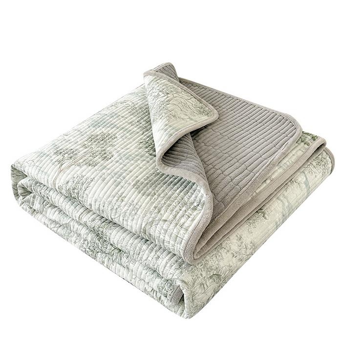 91家纺网 家纺一手货源 找家纺 LIFE.丽芙 2025新款A类四季可用A版全棉数码印花B版牛奶绒单件夹棉炕盖床盖三件套 床盖-秋韵