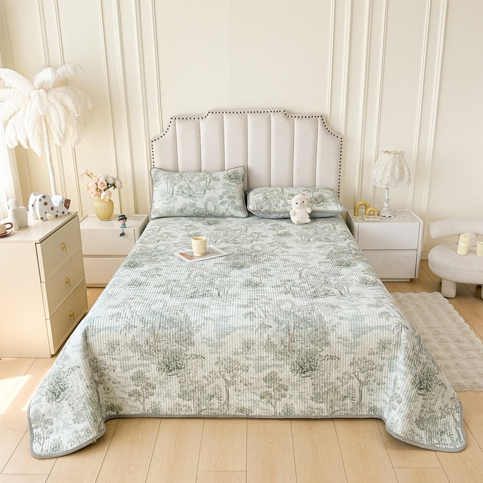 91家纺网 家纺一手货源 找家纺 LIFE.丽芙 2025新款A类四季可用A版全棉数码印花B版牛奶绒单件夹棉炕盖床盖三件套 床盖-秋韵