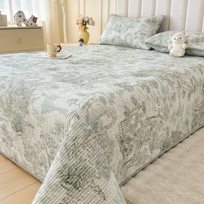 91家纺网 家纺一手货源 找家纺 LIFE.丽芙 2025新款A类四季可用A版全棉数码印花B版牛奶绒单件夹棉炕盖床盖三件套 床盖-秋韵