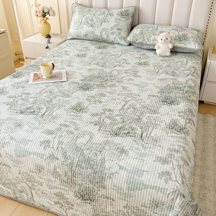 91家纺网 家纺一手货源 找家纺 LIFE.丽芙 2025新款A类四季可用A版全棉数码印花B版牛奶绒单件夹棉炕盖床盖三件套 床盖-秋韵