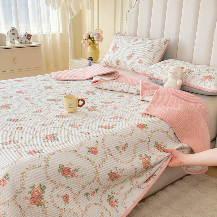 LIFE.丽芙 2025新款A类四季可用A版全棉数码印花B版牛奶绒单件夹棉炕盖床盖三件套 床盖-花锦