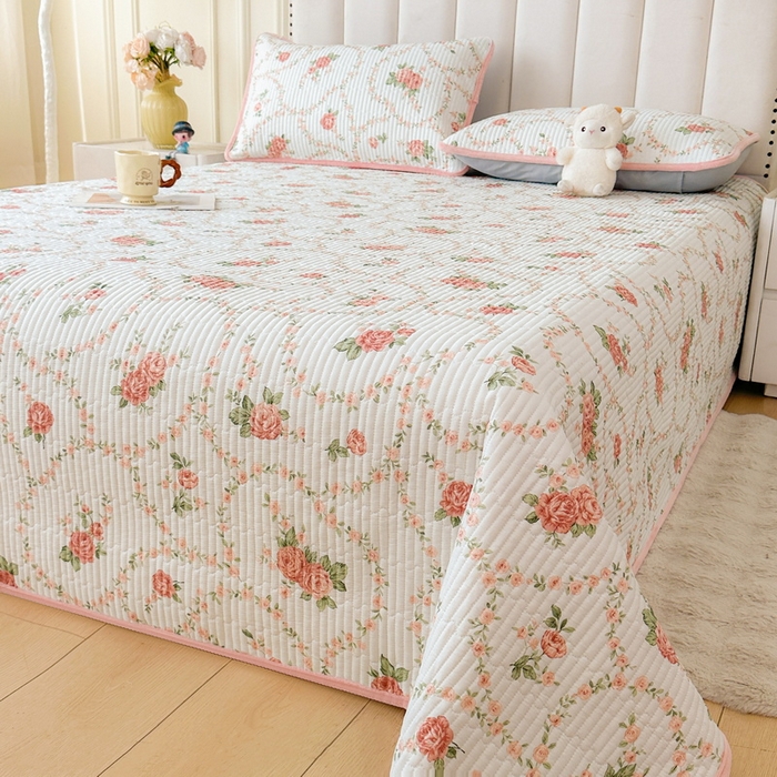 91家纺网 家纺一手货源 找家纺 LIFE.丽芙 2025新款A类四季可用A版全棉数码印花B版牛奶绒单件夹棉炕盖床盖三件套 床盖-花锦