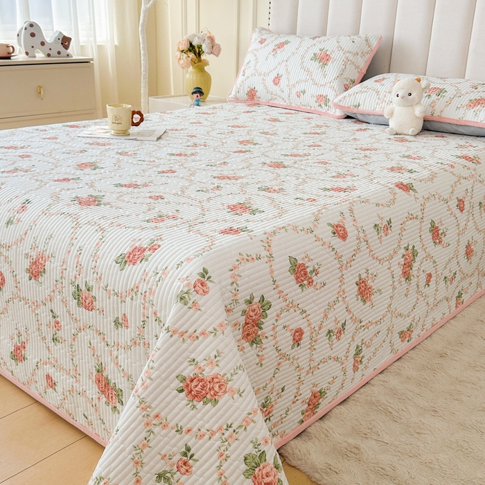 91家纺网 家纺一手货源 找家纺 LIFE.丽芙 2025新款A类四季可用A版全棉数码印花B版牛奶绒单件夹棉炕盖床盖三件套 床盖-花锦