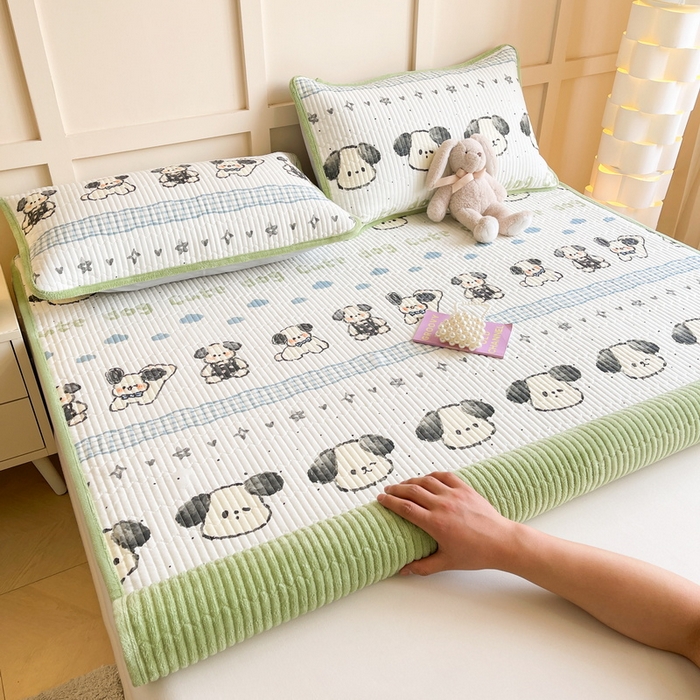 LIFE.丽芙 2025新款A类四季可用A版全棉数码印花B版牛奶绒单件夹棉床褥垫三件套 床褥垫-调皮狗狗