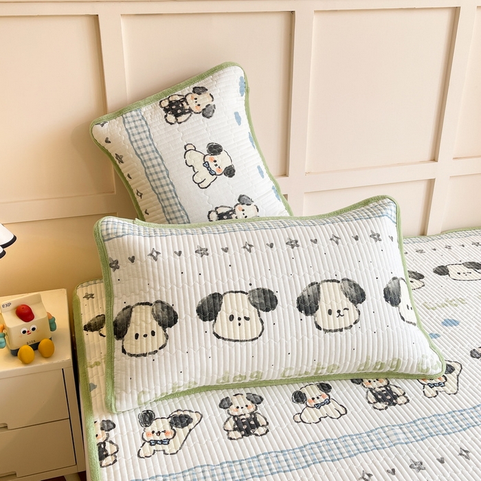 91家纺网 家纺一手货源 找家纺 LIFE.丽芙 2025新款A类四季可用A版全棉数码印花B版牛奶绒单件夹棉床褥垫三件套 床褥垫-调皮狗狗