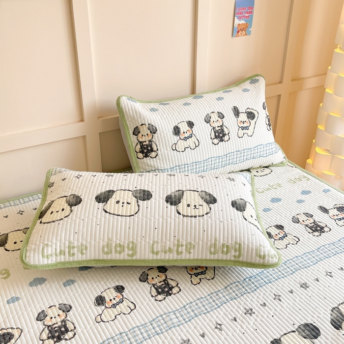 91家纺网 家纺一手货源 找家纺 LIFE.丽芙 2025新款A类四季可用A版全棉数码印花B版牛奶绒单件夹棉床褥垫三件套 床褥垫-调皮狗狗