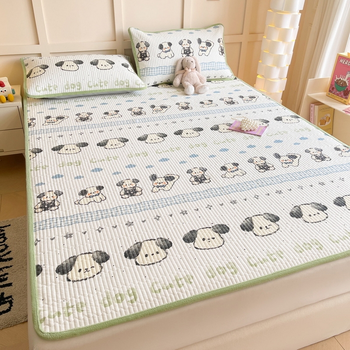 91家纺网 家纺一手货源 找家纺 LIFE.丽芙 2025新款A类四季可用A版全棉数码印花B版牛奶绒单件夹棉床褥垫三件套 床褥垫-调皮狗狗