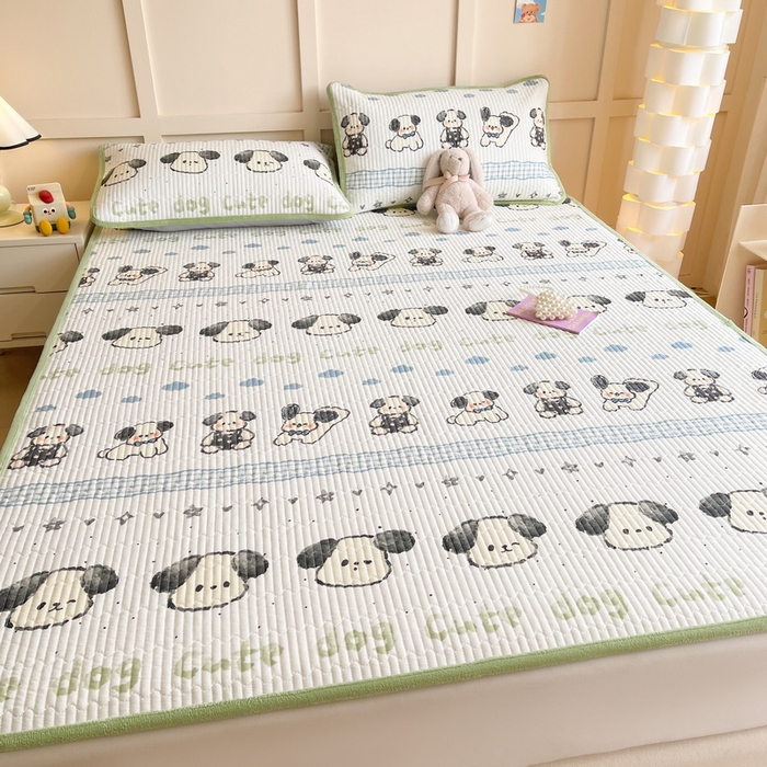 91家纺网 家纺一手货源 找家纺 LIFE.丽芙 2025新款A类四季可用A版全棉数码印花B版牛奶绒单件夹棉床褥垫三件套 床褥垫-调皮狗狗