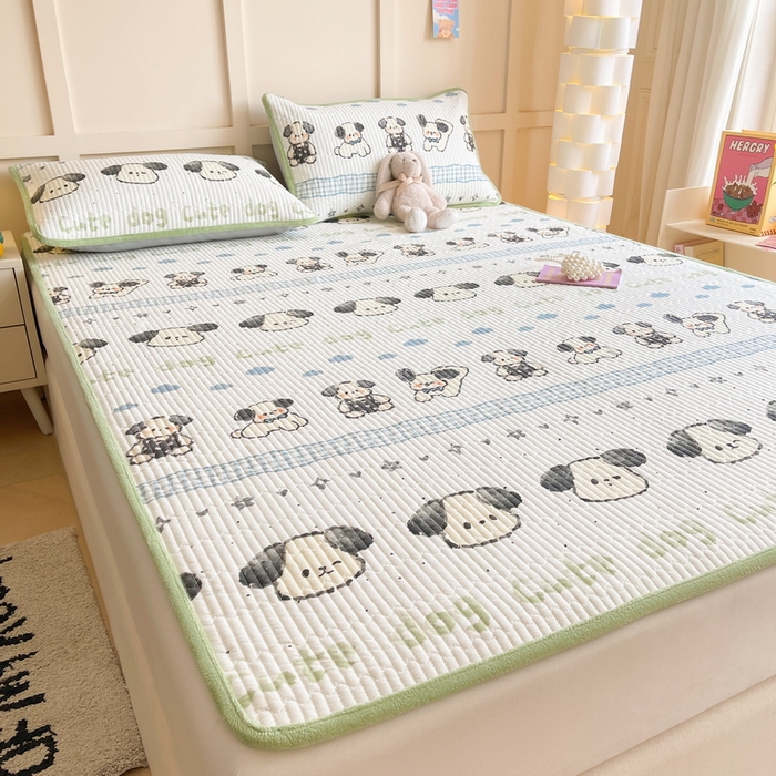 91家纺网 家纺一手货源 找家纺 LIFE.丽芙 2025新款A类四季可用A版全棉数码印花B版牛奶绒单件夹棉床褥垫三件套 床褥垫-调皮狗狗