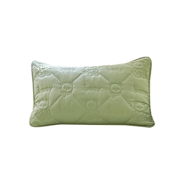91家纺网 家纺一手货源 找家纺 LIFE.丽芙 2025新款磨毛超声波夹棉机包边枕套 小熊夹棉枕套-松石绿