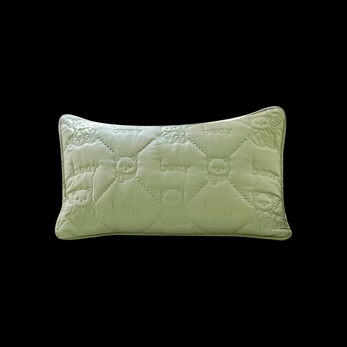 91家纺网 家纺一手货源 找家纺 LIFE.丽芙 2025新款磨毛超声波夹棉机包边枕套 小熊夹棉枕套-松石绿