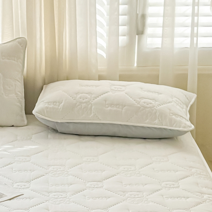 91家纺网 家纺一手货源 找家纺 LIFE.丽芙 2025新款磨毛超声波夹棉机包边枕套 小熊夹棉枕套-象牙白