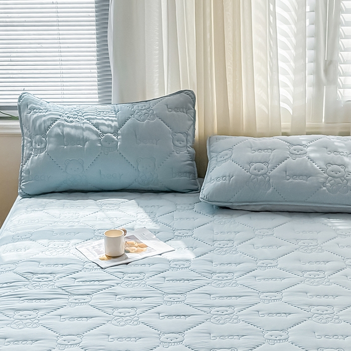 91家纺网 家纺一手货源 找家纺 LIFE.丽芙 2025新款磨毛超声波夹棉机包边枕套 小熊夹棉枕套-海青