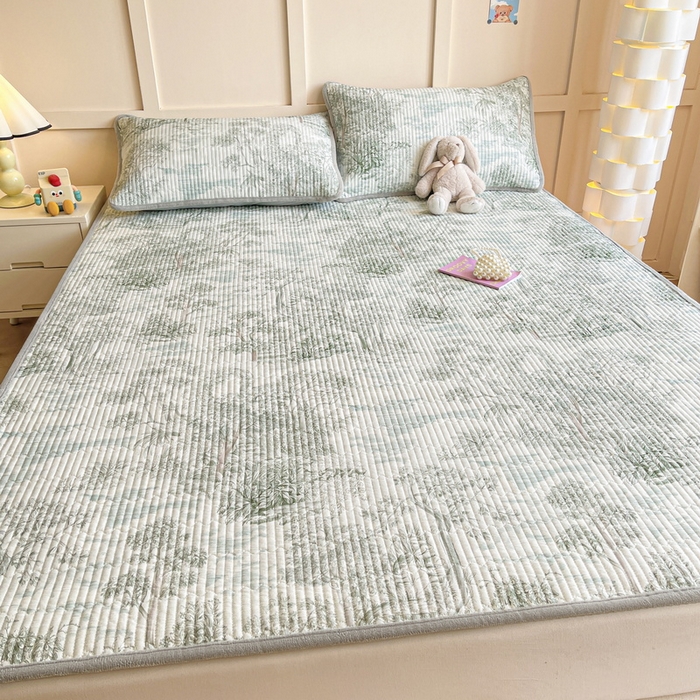 91家纺网 家纺一手货源 找家纺 LIFE.丽芙 2025新款A类四季可用A版全棉数码印花B版牛奶绒单件夹棉床褥垫三件套 床褥垫-秋韵