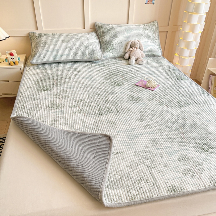 91家纺网 家纺一手货源 找家纺 LIFE.丽芙 2025新款A类四季可用A版全棉数码印花B版牛奶绒单件夹棉床褥垫三件套 床褥垫-秋韵