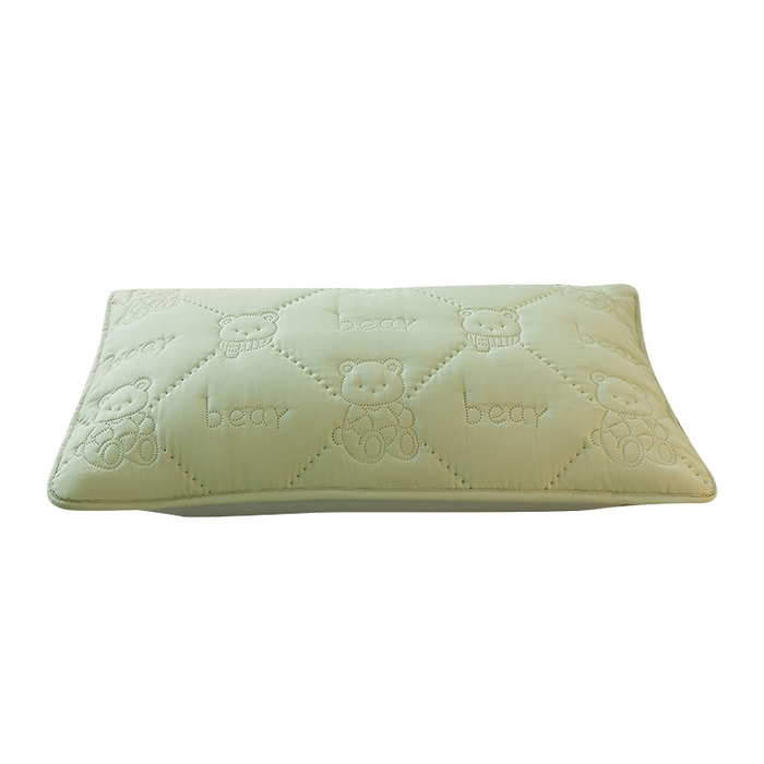 91家纺网 家纺一手货源 找家纺 LIFE.丽芙 2025新款磨毛超声波夹棉防水枕套机包边款 小熊防水夹棉枕套-松石绿