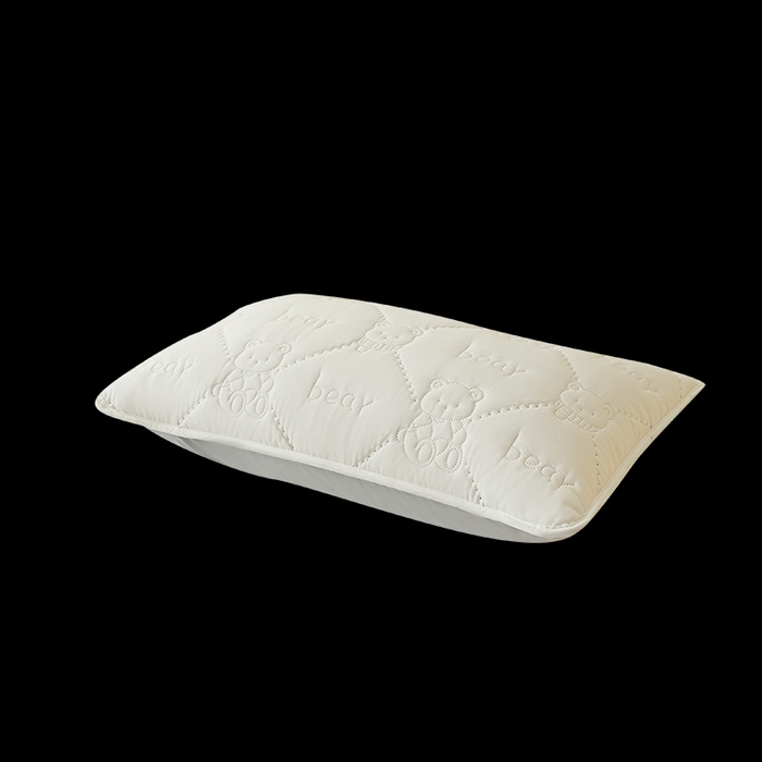 91家纺网 家纺一手货源 找家纺 LIFE.丽芙 2025新款磨毛超声波夹棉防水枕套机包边款 小熊防水夹棉枕套-象牙白