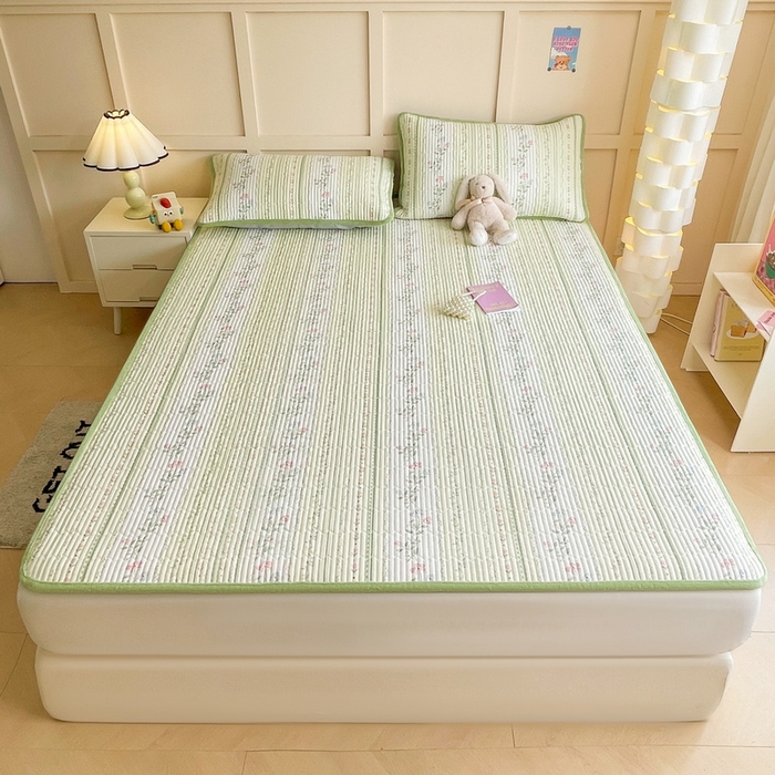 91家纺网 家纺一手货源 找家纺 LIFE.丽芙 2025新款A类四季可用A版全棉数码印花B版牛奶绒单件夹棉床褥垫三件套 床褥垫-曼琳-绿