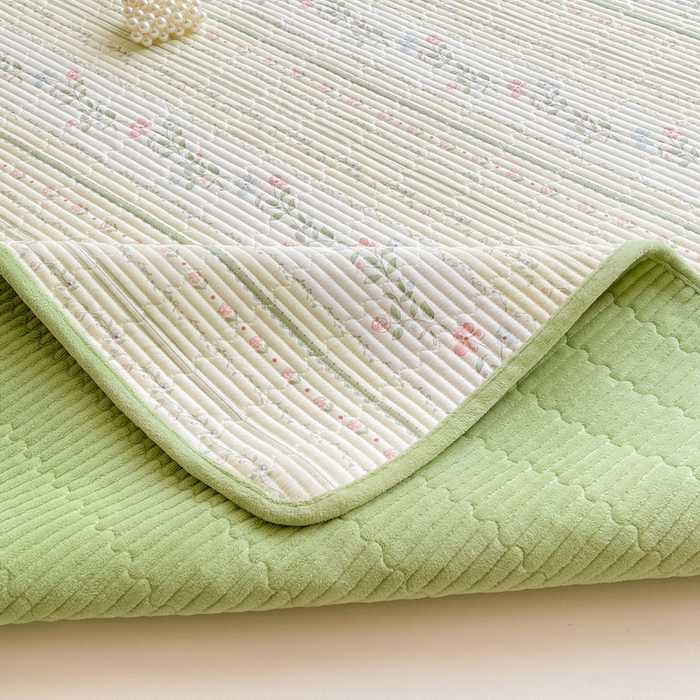 91家纺网 家纺一手货源 找家纺 LIFE.丽芙 2025新款A类四季可用A版全棉数码印花B版牛奶绒单件夹棉床褥垫三件套 床褥垫-曼琳-绿