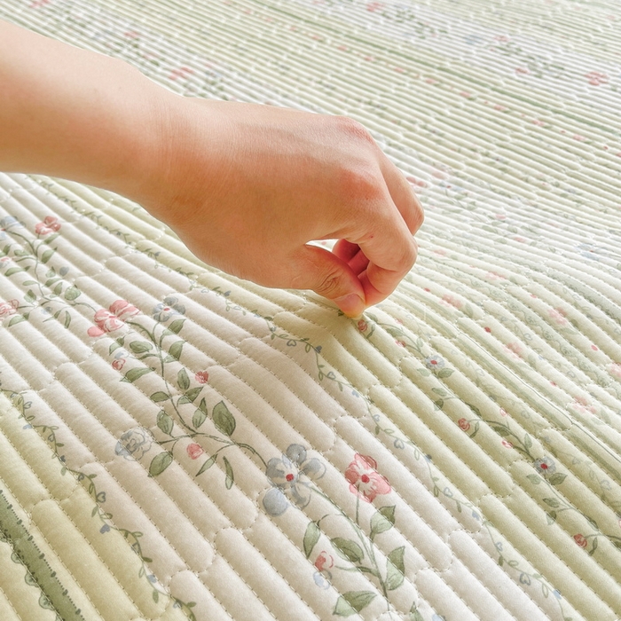 91家纺网 家纺一手货源 找家纺 LIFE.丽芙 2025新款A类四季可用A版全棉数码印花B版牛奶绒单件夹棉床褥垫三件套 床褥垫-曼琳-绿