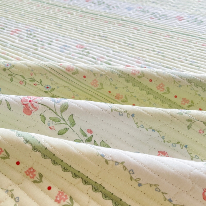 91家纺网 家纺一手货源 找家纺 LIFE.丽芙 2025新款A类四季可用A版全棉数码印花B版牛奶绒单件夹棉床褥垫三件套 床褥垫-曼琳-绿