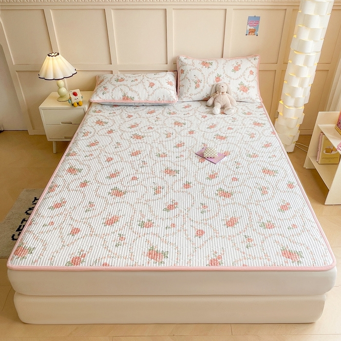 91家纺网 家纺一手货源 找家纺 LIFE.丽芙 2025新款A类四季可用A版全棉数码印花B版牛奶绒单件夹棉床褥垫三件套 床褥垫-花锦