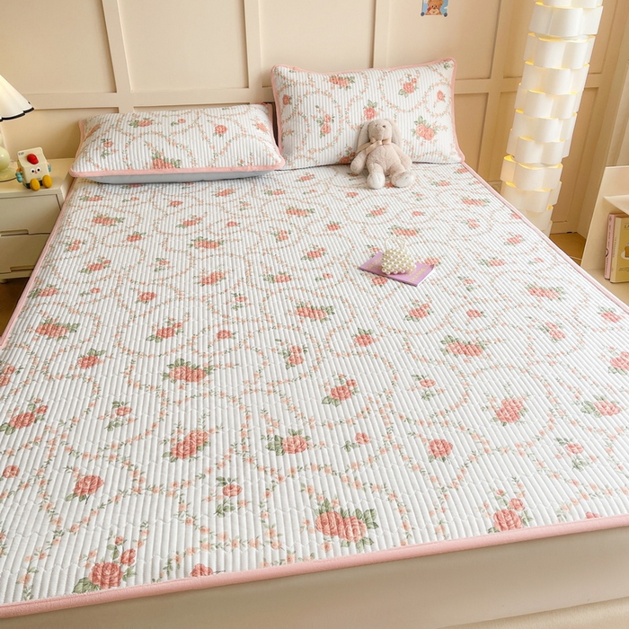 91家纺网 家纺一手货源 找家纺 LIFE.丽芙 2025新款A类四季可用A版全棉数码印花B版牛奶绒单件夹棉床褥垫三件套 床褥垫-花锦