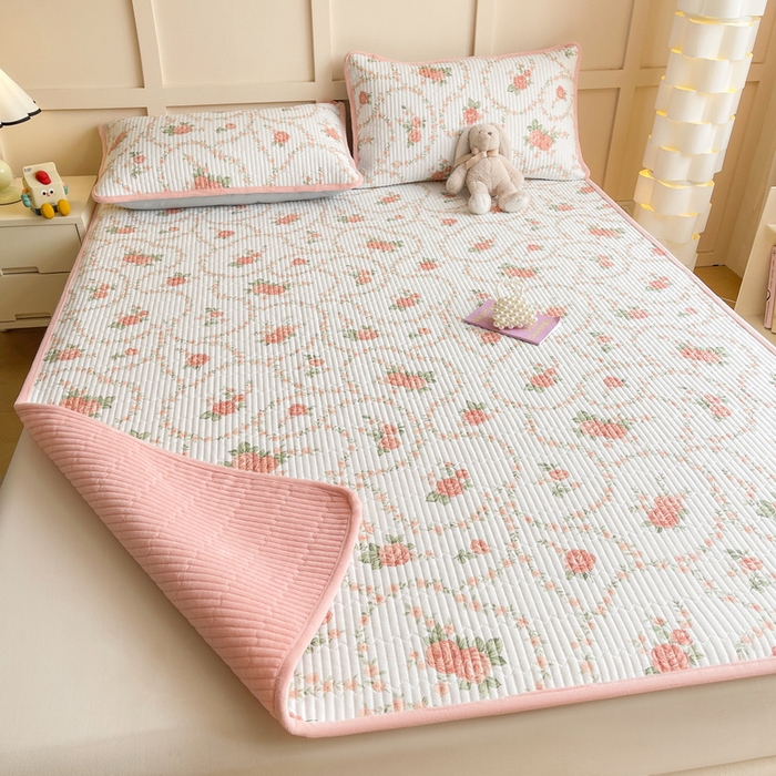 91家纺网 家纺一手货源 找家纺 LIFE.丽芙 2025新款A类四季可用A版全棉数码印花B版牛奶绒单件夹棉床褥垫三件套 床褥垫-花锦