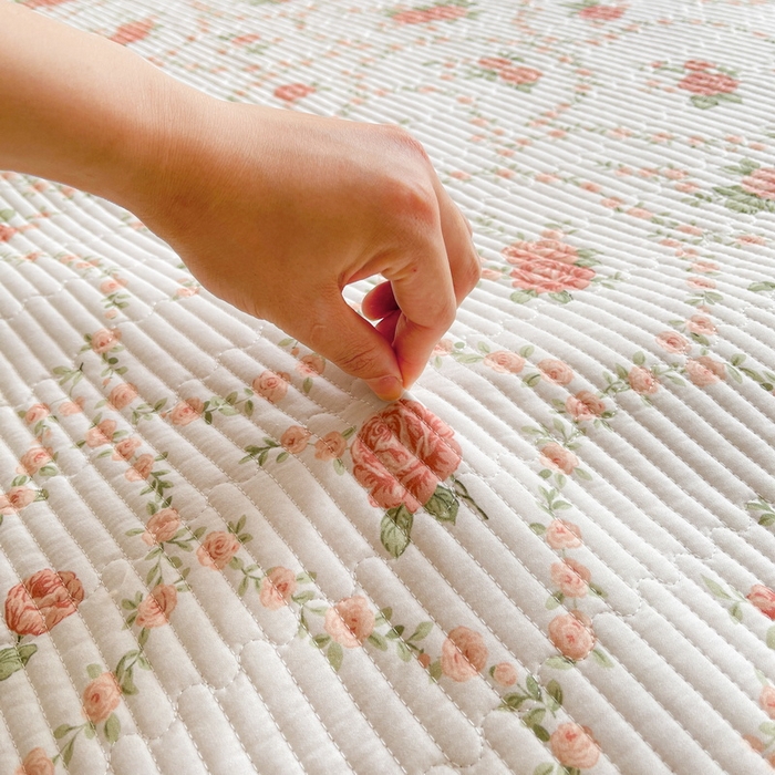 91家纺网 家纺一手货源 找家纺 LIFE.丽芙 2025新款A类四季可用A版全棉数码印花B版牛奶绒单件夹棉床褥垫三件套 床褥垫-花锦