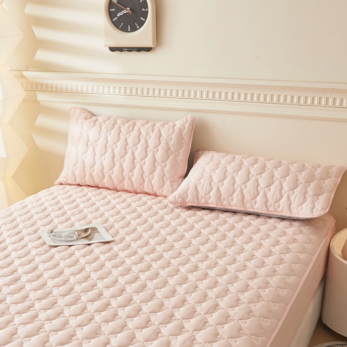 91家纺网 家纺一手货源 找家纺 LIFE.丽芙 2025新款水洗原棉夹棉包边枕套 蝴蝶结枕套-奶油粉