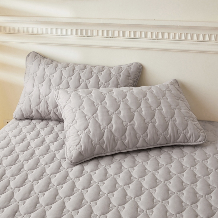 LIFE.丽芙 2025新款水洗原棉夹棉包边枕套 蝴蝶结枕套-山灰