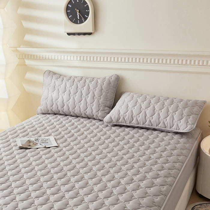 91家纺网 家纺一手货源 找家纺 LIFE.丽芙 2025新款水洗原棉夹棉包边枕套 蝴蝶结枕套-山灰