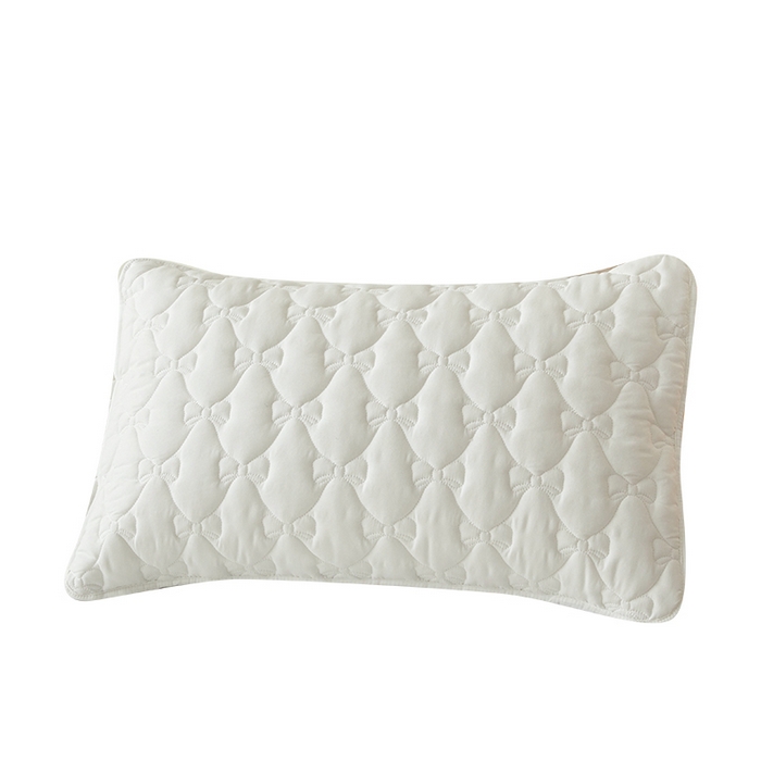 91家纺网 家纺一手货源 找家纺 LIFE.丽芙 2025新款水洗原棉夹棉包边枕套 蝴蝶结枕套-象牙白