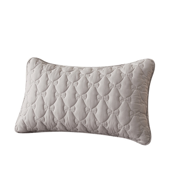 91家纺网 家纺一手货源 找家纺 LIFE.丽芙 2025新款水洗原棉夹棉包边枕套 蝴蝶结枕套-山灰