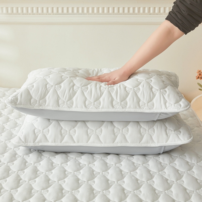 91家纺网 家纺一手货源 找家纺 LIFE.丽芙 2025新款水洗原棉夹棉包边枕套 蝴蝶结枕套-象牙白