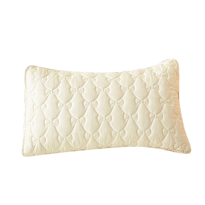 91家纺网 家纺一手货源 找家纺 LIFE.丽芙 2025新款水洗原棉夹棉包边枕套 蝴蝶结枕套-奶昔白