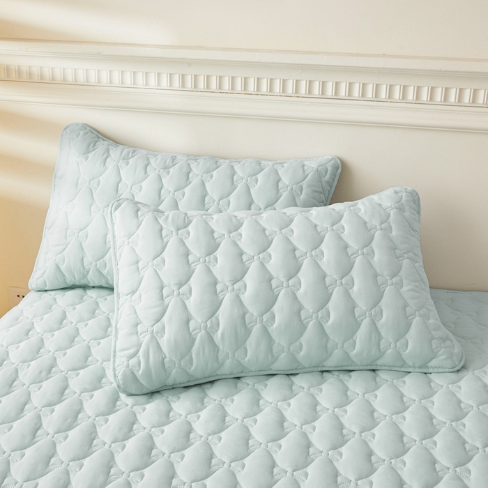 LIFE.丽芙 2025新款水洗原棉夹棉包边枕套 蝴蝶结枕套-天空蓝