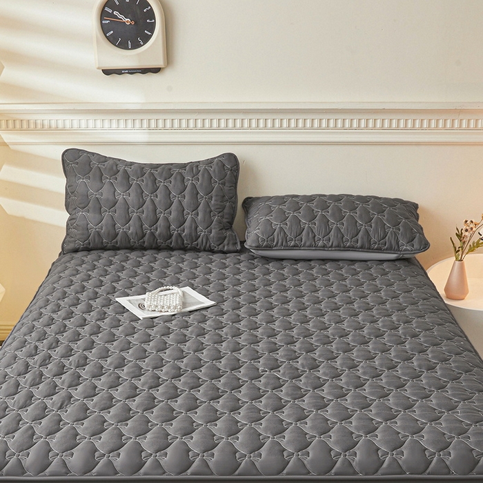 91家纺网 家纺一手货源 找家纺 LIFE.丽芙 2025新款水洗原棉夹棉包边枕套 蝴蝶结枕套-高级灰