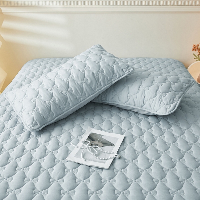 91家纺网 家纺一手货源 找家纺 LIFE.丽芙 2025新款水洗原棉夹棉包边枕套 蝴蝶结枕套-海青