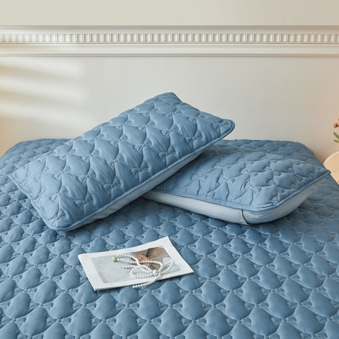 91家纺网 家纺一手货源 找家纺 LIFE.丽芙 2025新款水洗原棉夹棉包边枕套 蝴蝶结枕套-宾利蓝