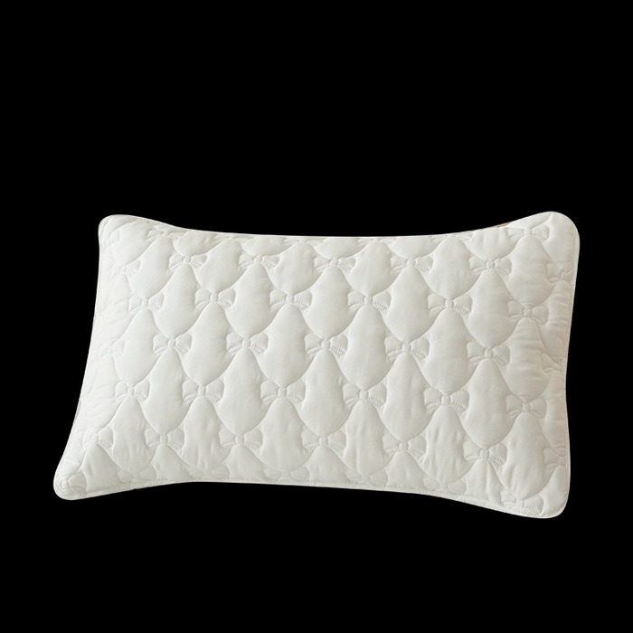 91家纺网 家纺一手货源 找家纺 LIFE.丽芙 2025新款水洗原棉夹棉包边枕套 蝴蝶结枕套-象牙白