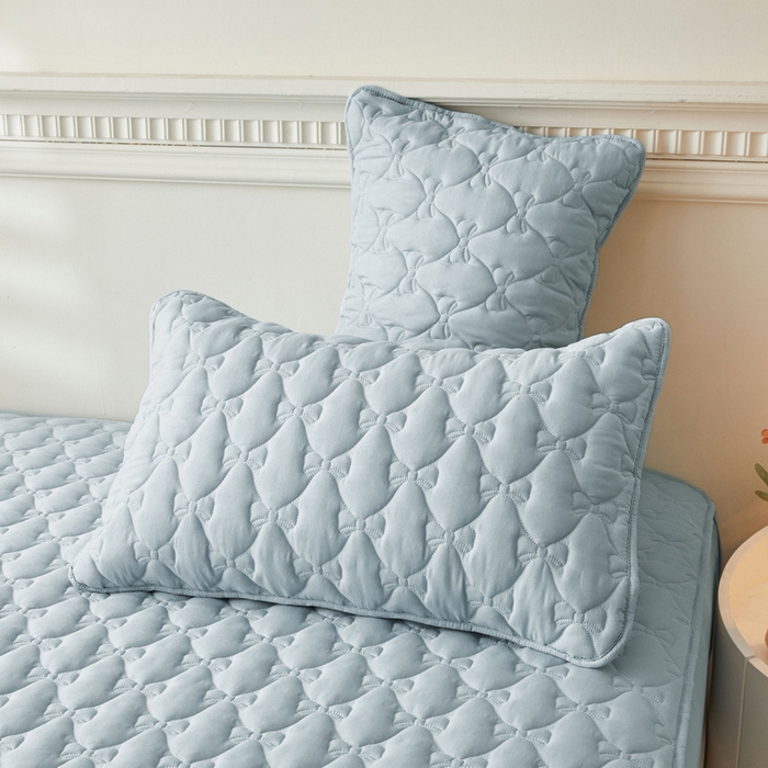 91家纺网 家纺一手货源 找家纺 LIFE.丽芙 2025新款水洗原棉夹棉包边枕套 蝴蝶结枕套-海青