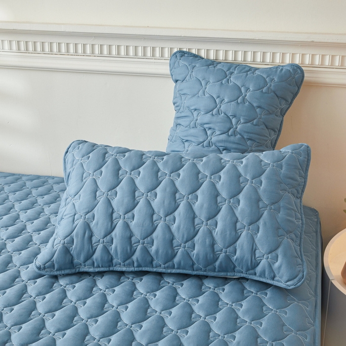 91家纺网 家纺一手货源 找家纺 LIFE.丽芙 2025新款水洗原棉夹棉包边枕套 蝴蝶结枕套-宾利蓝